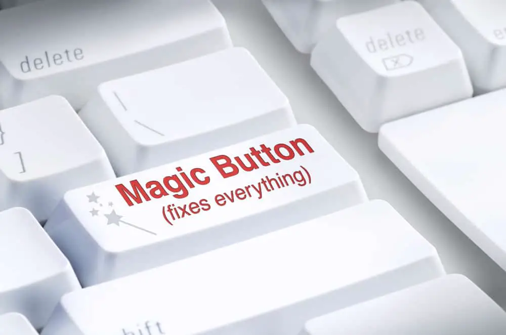 computer keyboard with text Magic Button fixes everything